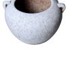 Artisan Ceramic Grey Stone Vase 10"D x 7"H - Country Charm for Your Home - as Pic