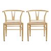 Springwood Wishbone Chair 2 Pack, Metal Base with Black Finish for Indoor - Wood Effect and Natural