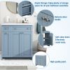 Modern 30-Inch Bathroom Vanity Cabinet with Easy-to-Clean Resin Integrated Sink in Blue - as Pic