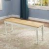 Kitchen Farmhouse Solid Wood Dining Bench - White and Natural Finish