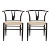 Springwood Wishbone Chair 2 Pack, Metal Base with Black Finish for Indoor - Black