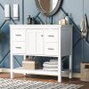 36" White Modern Bathroom Vanity with USB,Two Shallow Drawers, One Deep Drawer,One door,Single Resin Sink,Small Bathroom Organization Cabinet - as Pic