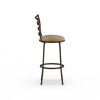 3 Pack Adjustable 24" or 29" Bronze Ladder Back Swivel Barstool, Espresso Vegan Leather Seat - Tan