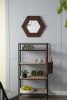 18.5" x 18.5" Hexagon Mirror with Solid Wood Frame, Wall Decor for Living Room Bathroom Hallway, Dark Brown - as Pic