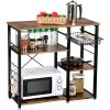 3-Tier Industrial Kitchen Baker's Rack Utility Microwave Oven Stand Storage Cart Workstation Shelf, Vintage - Brown