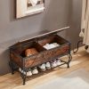 Shoe Rack Bench for Entryway, Industrial Bench with Shoe Storage Shelf, Rustic Shoe Rack for Small Spaces, Metal Shoe Rack with Wood Bench - as Pic