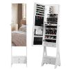 Full mirror wood flooring style with 2 large drawers, natural light strip, jewelry storage mirror cabinet - white - as picture