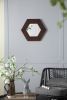 18.5" x 18.5" Hexagon Mirror with Solid Wood Frame, Wall Decor for Living Room Bathroom Hallway, Dark Brown - as Pic