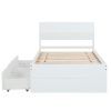 Modern Twin Bed Frame With 2 Drawers For White High Gloss Headboard and Footboard With Washed White Color - as Pic