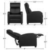 Faux Leather Push Back Theater Recliner Chair with Footrest - Black