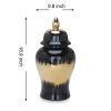 Regal Black Gilded Ginger Jar with Removable Lid - as Pic