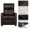 Faux Leather Push Back Theater Recliner Chair with Footrest - Brown