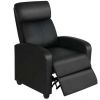 Faux Leather Push Back Theater Recliner Chair with Footrest - Black