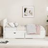 Modern Twin Bed Frame With 2 Drawers For White High Gloss Headboard and Footboard With Washed White Color - as Pic