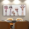 Hand Painted Oil Painting  Horizontal Abstract Animals Giraffe Modern Living Room Hallway Bedroom Luxurious Decorative Painting - 60x120cm - 01