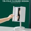 Rechargeable Foldable Makeup Mirror With LED Light 360¬∞ Adjust Wireless 1-3X Magnifying 3 Tone Light Desktop Vanity Table Mirror - three lights2 - CN