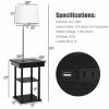 Floor Lamp Bedside Desk with USB Charging Ports Shelves - white