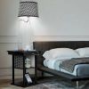 Floor Lamp Bedside Desk with USB Charging Ports Shelves - black