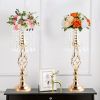 New Luxury Metal Candle Holders with Crystal Flowers Vase Candlestick Table Centerpieces Wedding Table Candle Stand Wedding Prop - Silver-L - CN