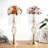 New Luxury Metal Candle Holders with Crystal Flowers Vase Candlestick Table Centerpieces Wedding Table Candle Stand Wedding Prop - Silver-S - CN