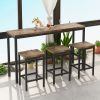 Modern Design Kitchen Dining Table, Pub Table, Long Dining Table Set with 3 Stools, Easy Assembly - Natural