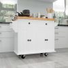 Kitchen Island Cart with Two Storage Cabinets and Two Locking Wheels,43.31 Inch Width,4 Door Cabinet and Two Drawers,Spice Rack, Towel Rack - White