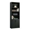 Traditional 5 Shelf Bookcase with Doors - Black