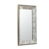 24" x 15" Antique Silver Rectangle Mirror with Floral Accents, Mirrored Display Tray, Hanging Wall Mirror - as Pic