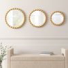 Gold Beaded Round Wall Mirror 3-piece set - as Pic