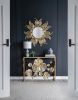 38" Sunburst Metal Decorative Mirror with Gold Finish, Boho Wall Decor Sun Mirror for Living Room Bathroom Enterway - as Pic