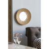 18.5" Transitional Beaded Sunburst Mirror, Round Accent Wall Mirror for Living Room, Entryway, Bathroom, Office, Foyer - as Pic