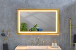 42 in. W x24 in. H Oversized Rectangular Gold Framed LED Mirror Anti-Fog Dimmable Wall Mount Bathroom Vanity Mirror - Gold