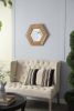 18.5" x 18.5" Hexagon Mirror with Natural Wood Frame, Wall Decor for Living Room Bathroom Hallway, - as Pic