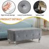 Tufted Storage Ottoman Bench For Bedroom End Of Bed Large Upholstered Storage Benches Footrest With Crystal Buttons For Living Room Entryway (Grey) -