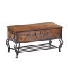 Shoe Rack Bench for Entryway, Industrial Bench with Shoe Storage Shelf, Rustic Shoe Rack for Small Spaces, Metal Shoe Rack with Wood Bench - as Pic