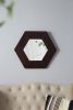 18.5" x 18.5" Hexagon Mirror with Solid Wood Frame, Wall Decor for Living Room Bathroom Hallway, Dark Brown - as Pic