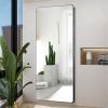 Aluminum Floor Mirror Full Length Mirrors Leaning Rounded Corner Rimless Standing Large Mirror Bedroom,Shop,Office,Hotel 5MM Silver Mirror - as Pic