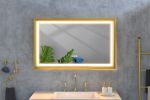 42 in. W x24 in. H Oversized Rectangular Gold Framed LED Mirror Anti-Fog Dimmable Wall Mount Bathroom Vanity Mirror - Gold