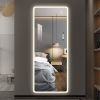 Full Length Mirror Lighted Vanity Body Mirror LED Mirror Wall-Mounted Mirror Intelligent Human Body Induction Mirrors Big Size Rounded Corners, Bedroo