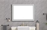 48*36 LED Lighted Bathroom Wall Mounted Mirror with High Lumen+Anti-Fog Separately Control - Matte Black