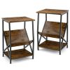 Elegant Modern Style 3-Tier V-shaped Bookshelf Side Table - Rustic brown - Nightstand