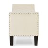 Upholstered Tufted Button Storage Bench with nails trim,Entryway Living Room Soft Padded Seat with Armrest,Bed Bench - Cream - as Pic