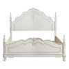 Victorian Style Antique White Full Bed 1pc Traditional Bedroom Furniture Floral Motif Carving Classic Look Posts - as Pic