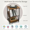 Elegant Modern Style 3-Tier V-shaped Bookshelf Side Table - Rustic brown - Nightstand