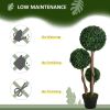 Artificial Plant for Home Decor Indoor & Outdoor Fake Plants Artificial Tree in Pot, 3 Ball Boxwood Topiary Tree for Home Office, Living Room Decor, D