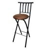 Metal Folding Stool with Slat Back and Microfiber Seat - 40.2"H x 18.7"W x 16.9"D