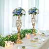 New Luxury Metal Candle Holders with Crystal Flowers Vase Candlestick Table Centerpieces Wedding Table Candle Stand Wedding Prop - Gold-L - CN