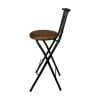 Metal Folding Stool with Slat Back and Microfiber Seat - 40.2"H x 18.7"W x 16.9"D