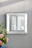 18" x 18" Distressed Silver Square Accent Mirror, Traditional Style Framed Wall Mirror for Living Room, Entryway, Office, Bedroom, Hallway - as Pic