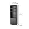 Traditional 5 Shelf Bookcase with Doors - Black